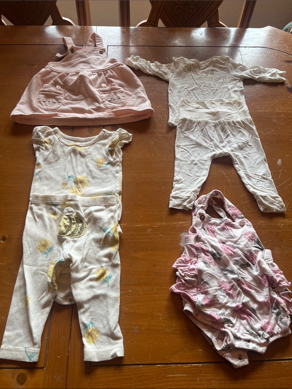 Carter's Pink Floral Ruffle Romper & Assorted Pastel Baby Outfits